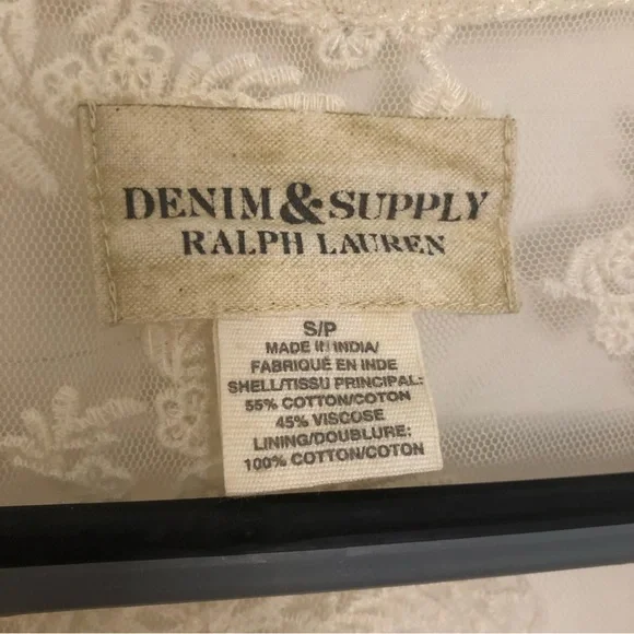 Denim Supply Ralph Lauren Bohemian Printed Tea Dress Lace Flare Sleeves Prairie - Picture 11 of 14